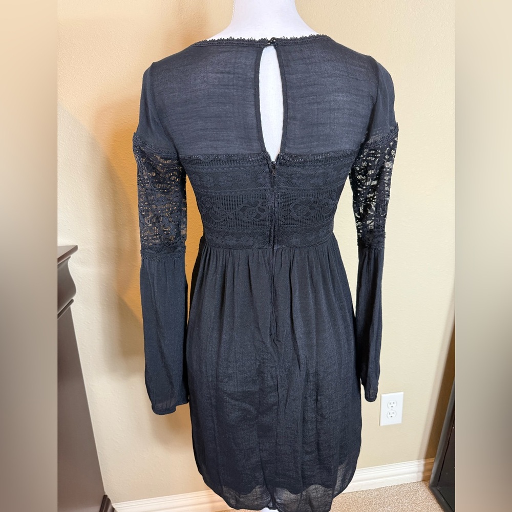 A Byer size 3 black gauze lace cottagecore dress - Picture 3 of 8